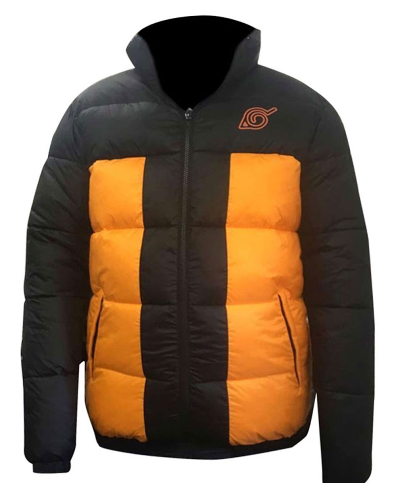 Shippuden Uzumaki Puffer Black and Orange Jacket Shippuden Uzumaki Puffer Black and Orange Jacket