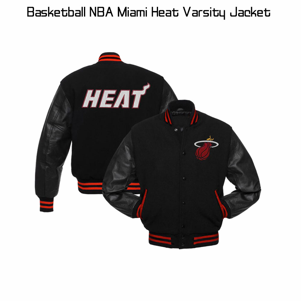 Miami Heat NBA Varsity Bomber Jacket Miami Heat NBA Varsity Bomber Jacket - Image 3