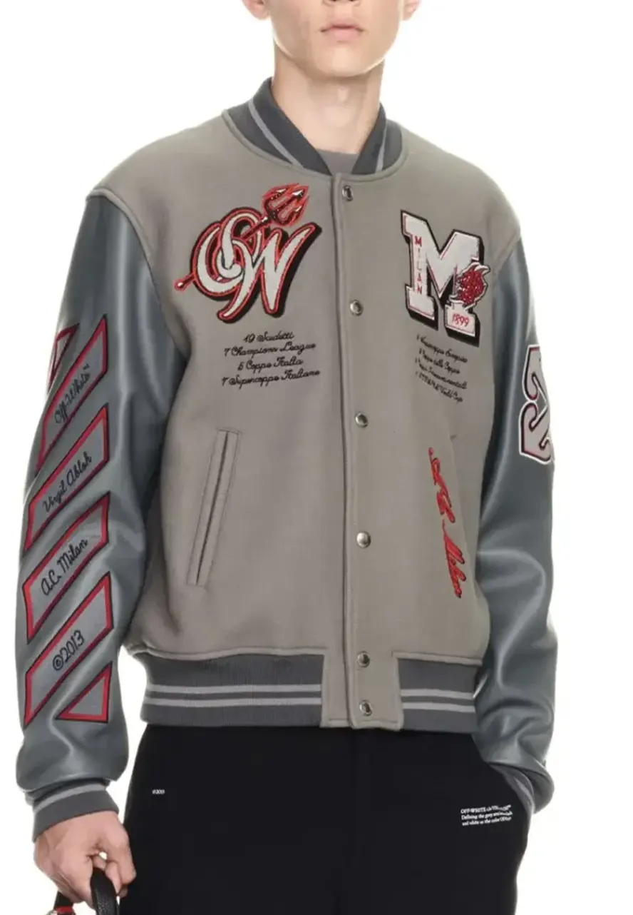 Off White Ac Milan Varsity Jacket Off White Ac Milan Varsity Jacket - Image 3
