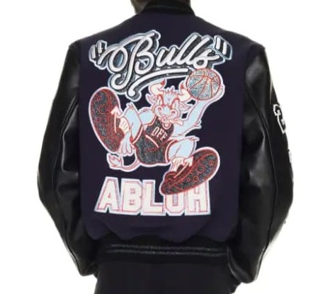Off White Chicago Bulls Blue Varsity Jacket