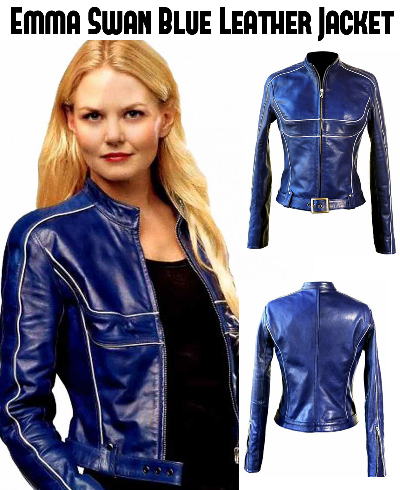 Once Upon a Time Emma Swan Blue Leather Jacket Once Upon a Time Emma Swan Blue Leather Jacket - Image 5