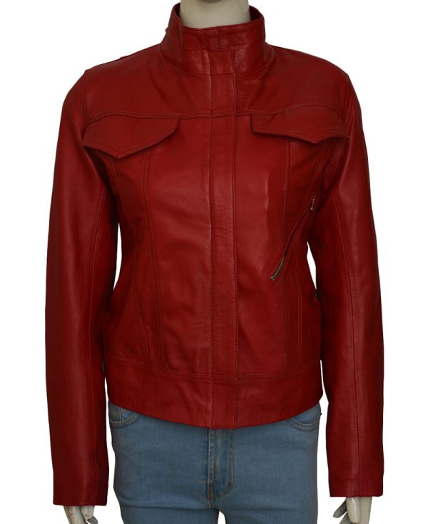 Emma Swan Once Upon a Time Season 6 Red Leather Jacket