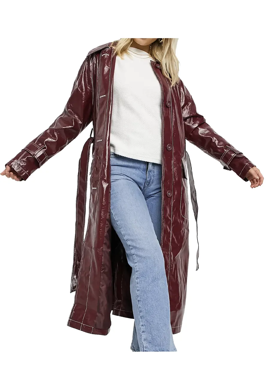 Only Murders in the Building Mabel Maroon Leather Coat Only Murders in the Building Mabel Maroon Leather Coat - Image 4