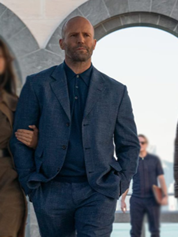 Operation Fortune Ruse de guerre Jason Statham Cotton Blue Coat Operation Fortune Ruse de guerre Jason Statham Cotton Blue Coat - Image 2
