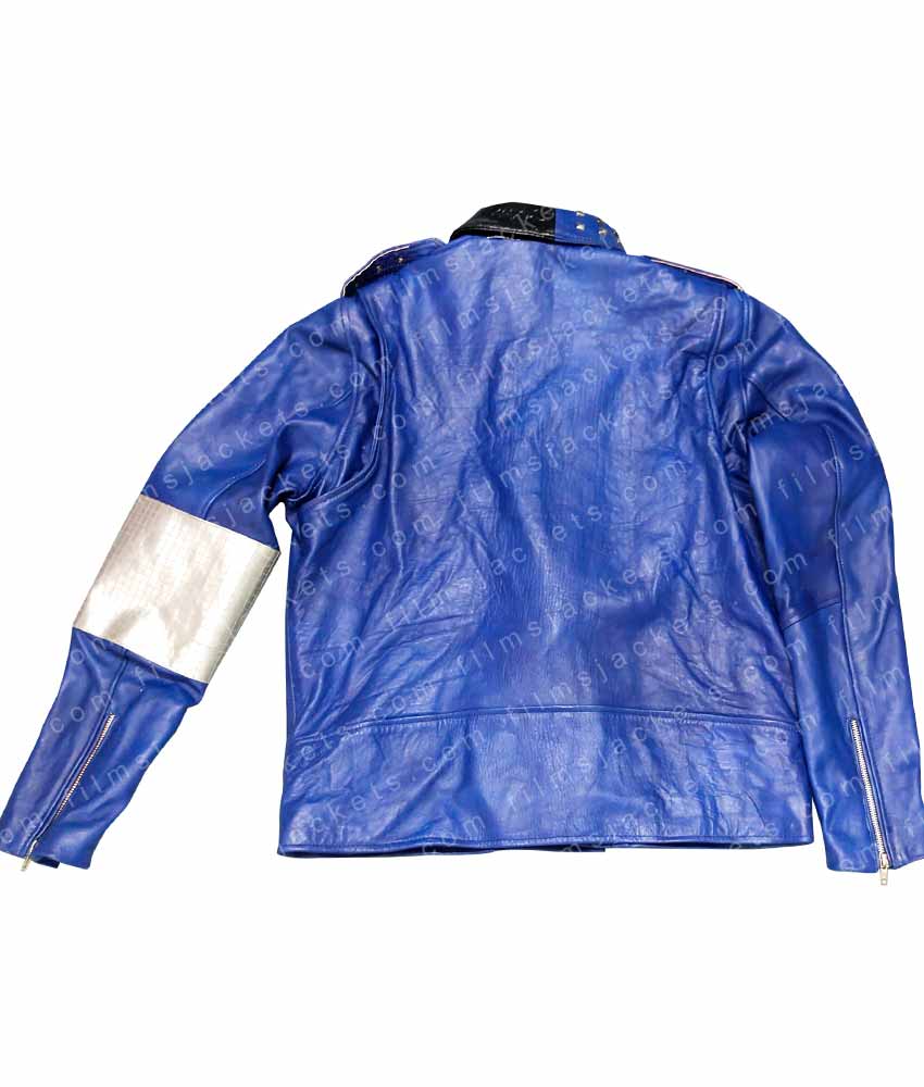 Biker Style WWE Brian Kendrick Blue Leather Jacket Biker Style WWE Brian Kendrick Blue Leather Jacket - Image 10