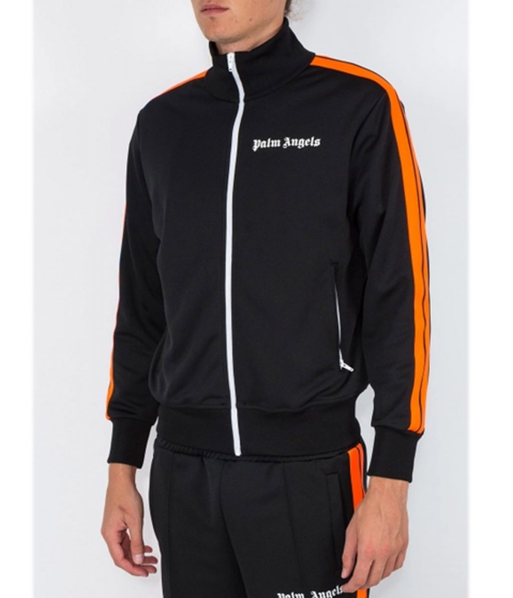 Palm Angels Polyester Track Black and Orange Jacket Palm Angels Polyester Track Black and Orange Jacket