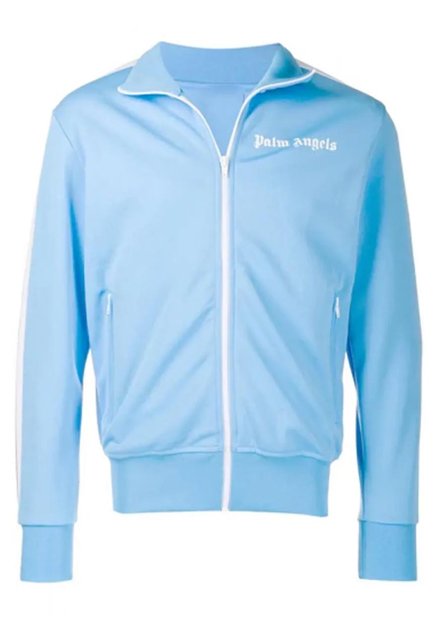 Palm Angels Track Taped Blue Jacket Palm Angels Track Taped Blue Jacket