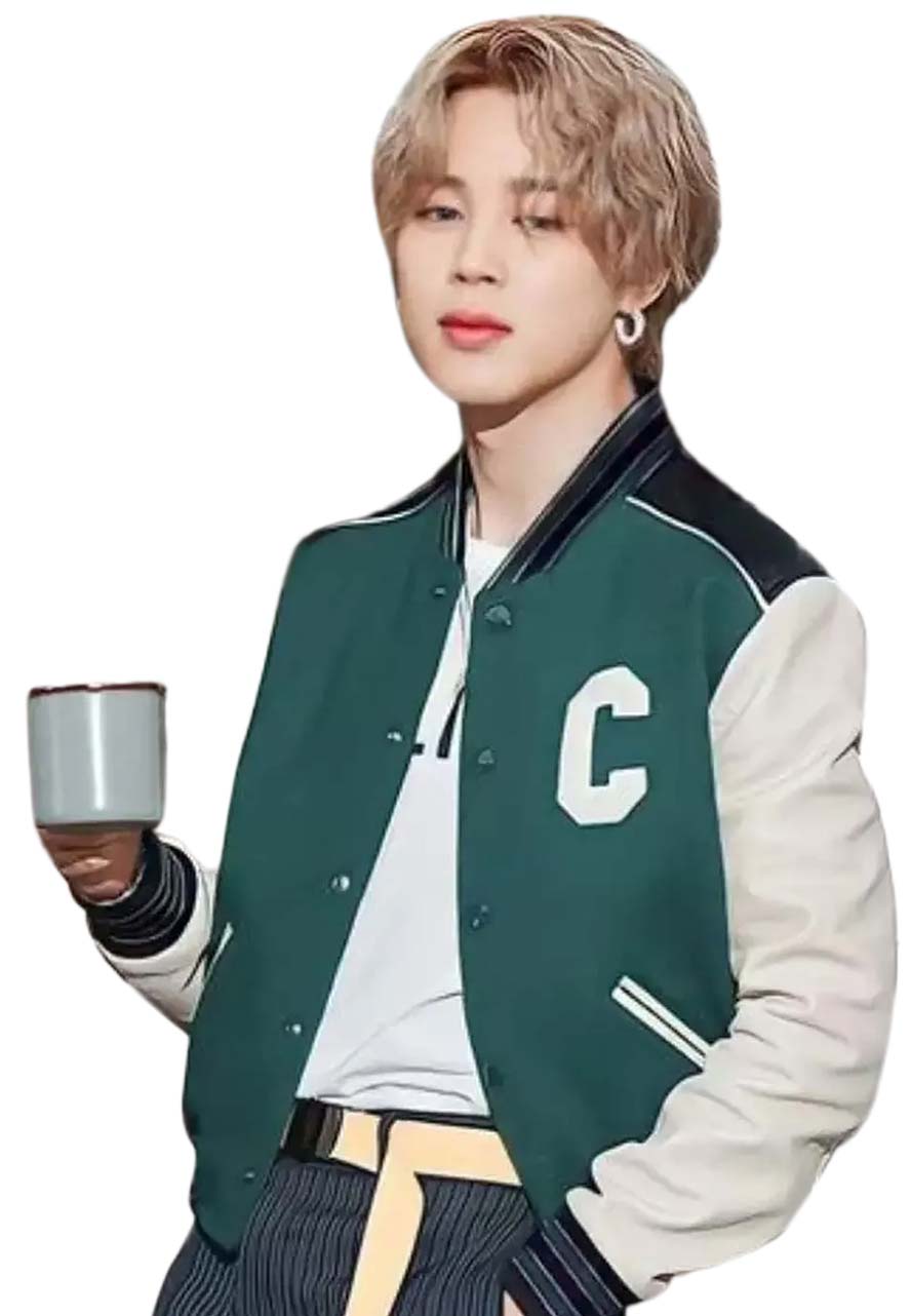 Park Jimin Green Varsity Jacket Park Jimin Green Varsity Jacket - Image 7