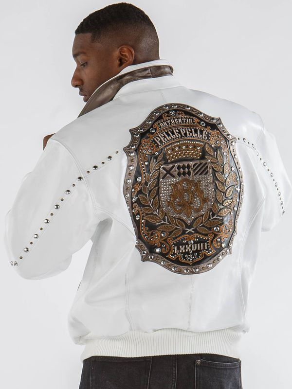 Pelle Pelle White Patched Leather Jacket