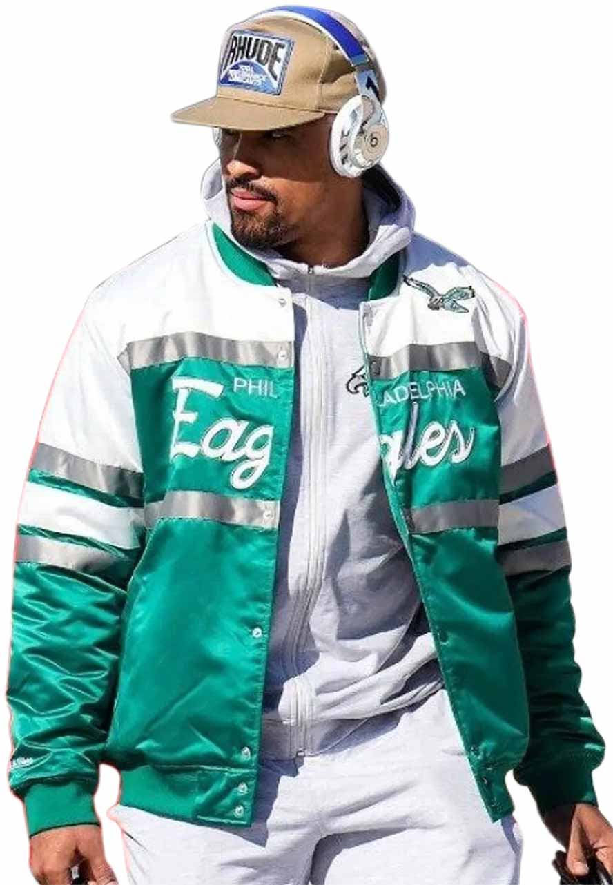 Philadelphia Eagles Jalen Hurts Varsity Jacket Philadelphia Eagles Jalen Hurts Varsity Jacket - Image 4
