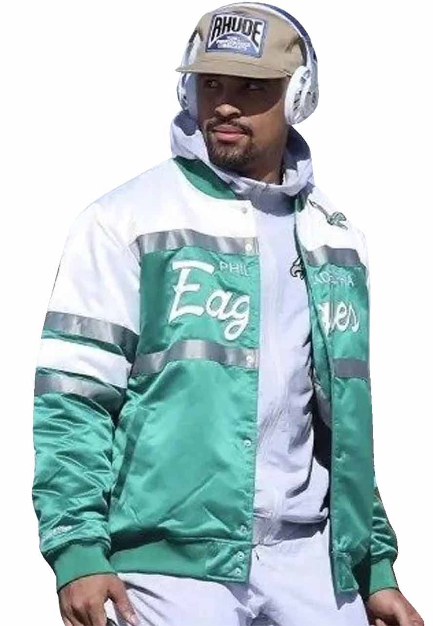 Philadelphia Eagles Jalen Hurts Varsity Jacket Philadelphia Eagles Jalen Hurts Varsity Jacket - Image 5