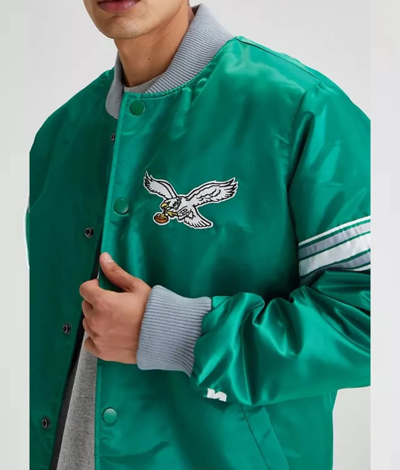 Philadelphia Eagles Kelly Green Striped Jacket Philadelphia Eagles Kelly Green Striped Jacket - Image 3