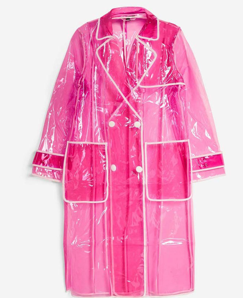 Perry Mattfeld In The Dark Pink Raincoat Perry Mattfeld In The Dark Pink Raincoat - Image 2