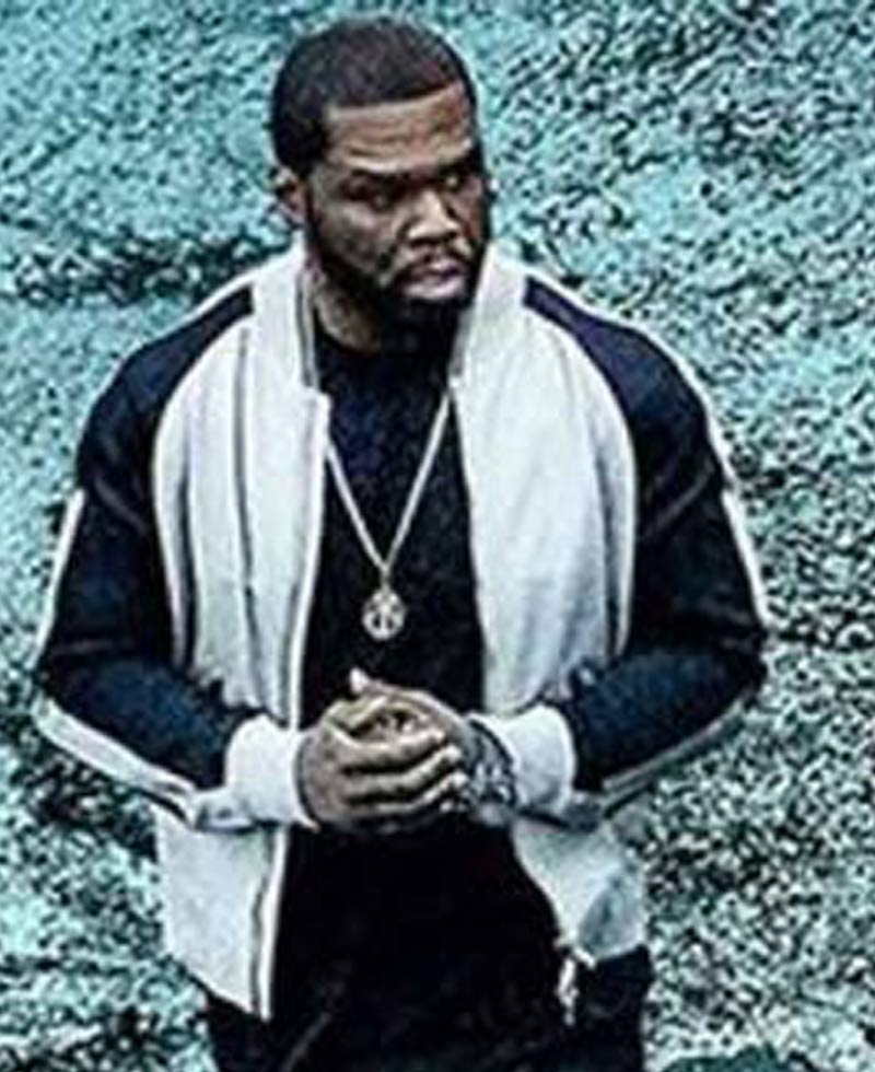 Power 50 Cent Black and White Bomber Leather Jacket Power 50 Cent Black and White Bomber Leather Jacket - Image 2