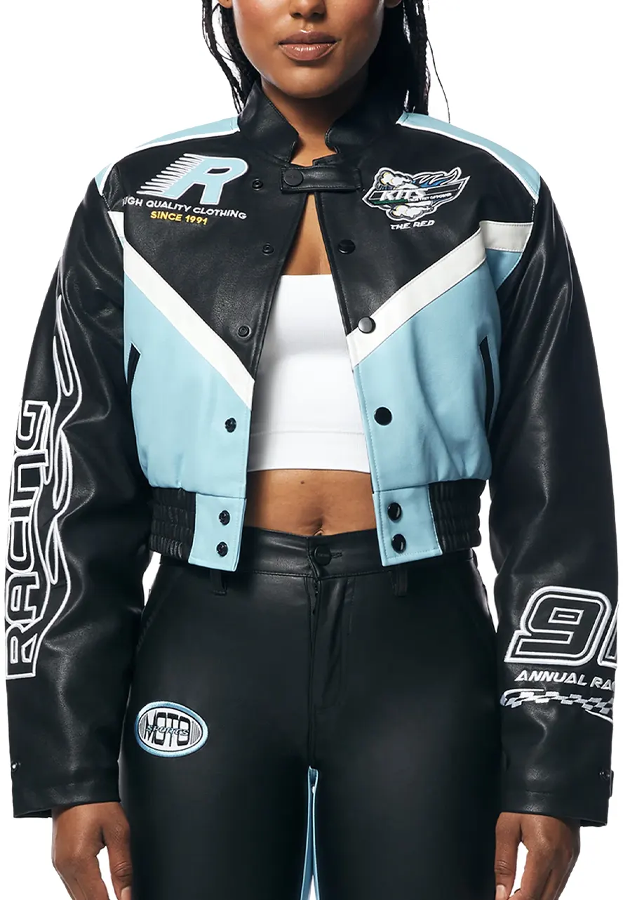 Race Car Blue Leather Jacket Race Car Blue Leather Jacket