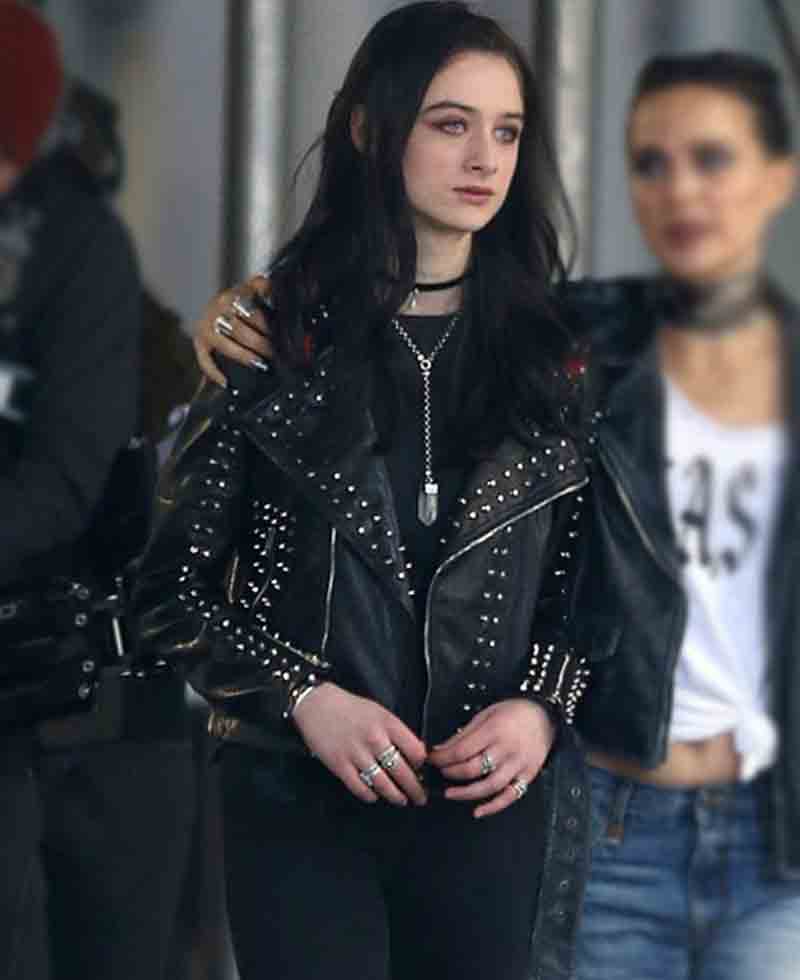 Raffey Cassidy Vox Lux Studded Leather Jacket Raffey Cassidy Vox Lux Studded Leather Jacket - Image 3
