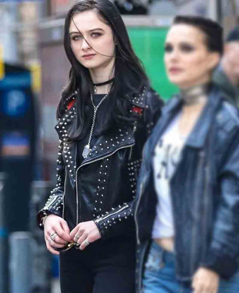 Raffey Cassidy Vox Lux Studded Leather Jacket Raffey Cassidy Vox Lux Studded Leather Jacket