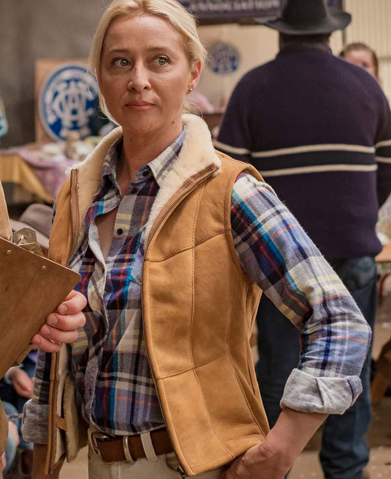Asher Keddie Rams Shearling Leather Vest Asher Keddie Rams Shearling Leather Vest
