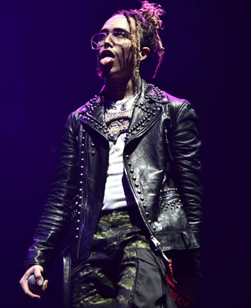Lil Pump Studded Biker Leather Jacket Lil Pump Studded Biker Leather Jacket - Image 2
