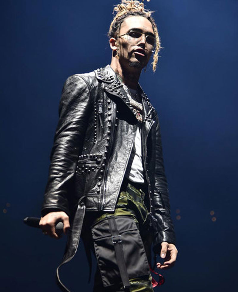 Lil Pump Studded Biker Leather Jacket Lil Pump Studded Biker Leather Jacket - Image 3