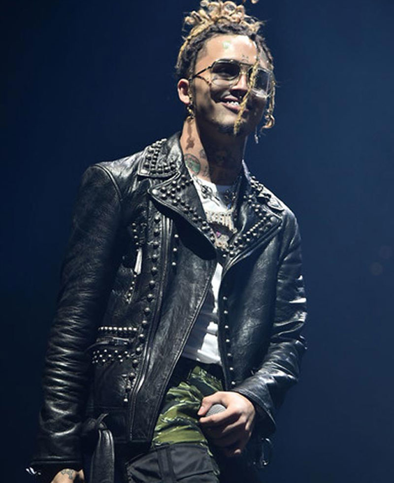 Lil Pump Studded Biker Leather Jacket Lil Pump Studded Biker Leather Jacket