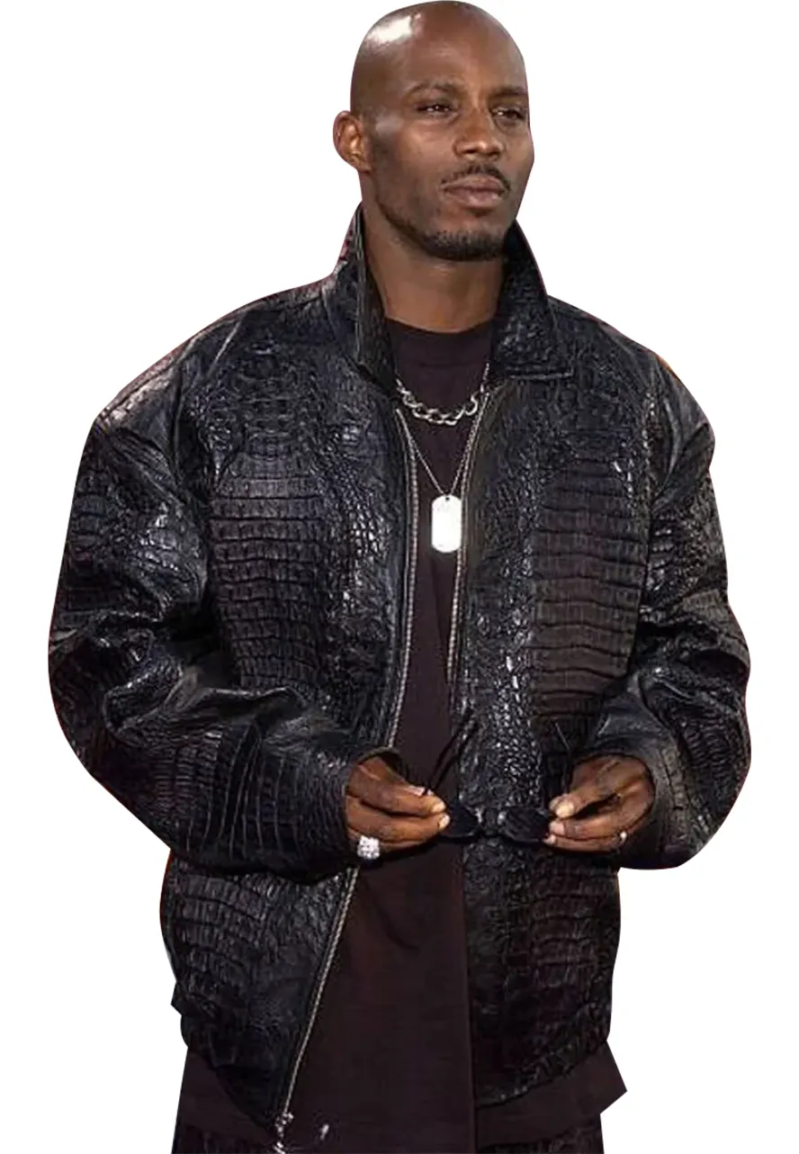 DMX Alligator Black Leather Jacket DMX Alligator Black Leather Jacket - Image 2