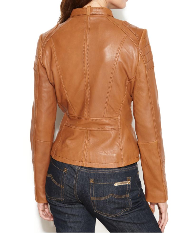 Women's Motorcycle Buckle Collar Quilted Leather Jacket Women's Motorcycle Buckle Collar Quilted Leather Jacket - Image 2