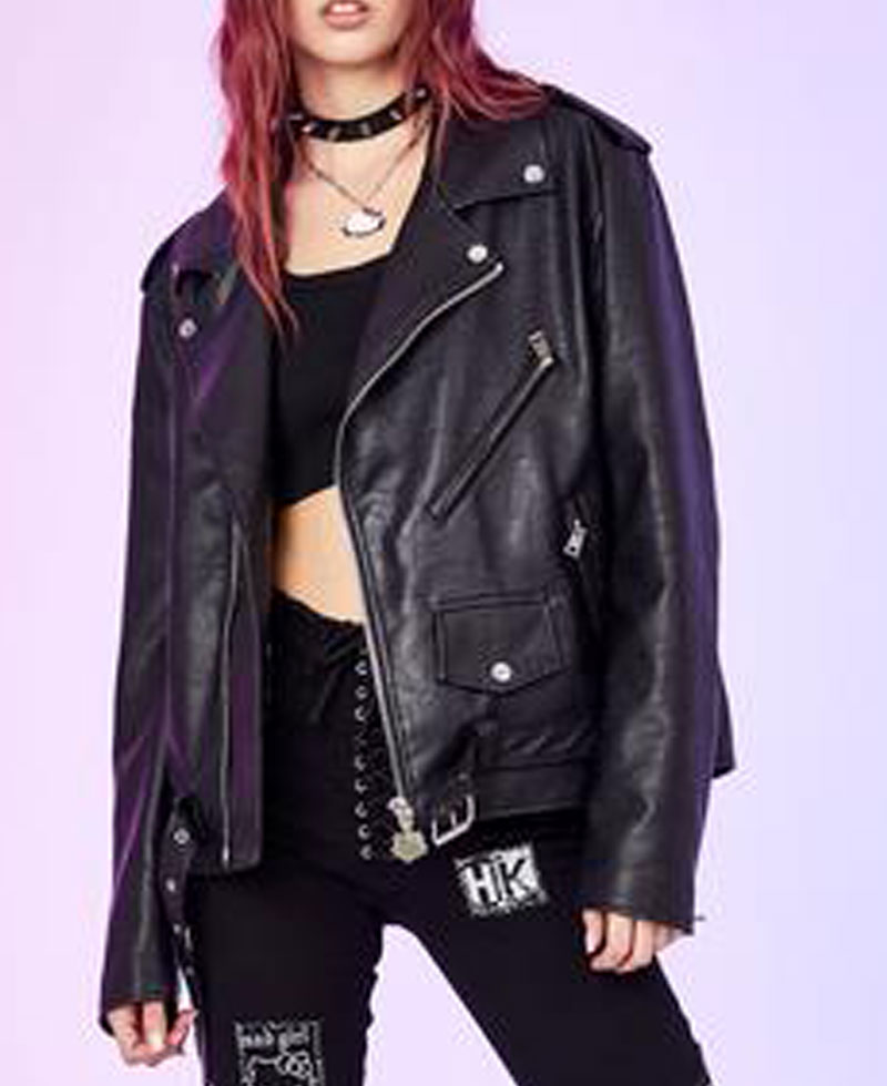 Hello Kitty Dolls Kill Rebel Girl Biker Leather Jacket Hello Kitty Dolls Kill Rebel Girl Biker Leather Jacket - Image 4