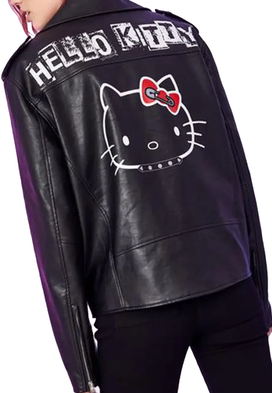 Hello Kitty Dolls Kill Rebel Girl Biker Leather Jacket Hello Kitty Dolls Kill Rebel Girl Biker Leather Jacket - Image 2
