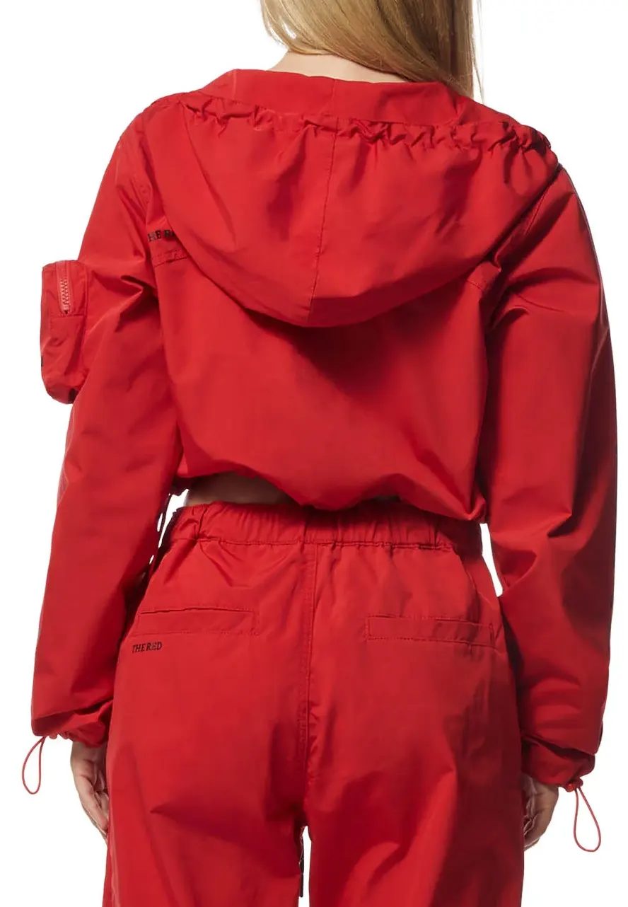 Red Cropped Windbreaker Jacket Red Cropped Windbreaker Jacket - Image 2