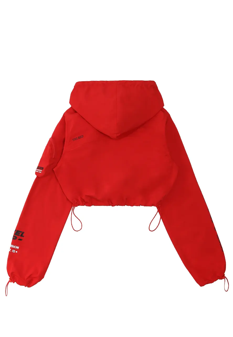 Red Cropped Windbreaker Jacket Red Cropped Windbreaker Jacket - Image 6