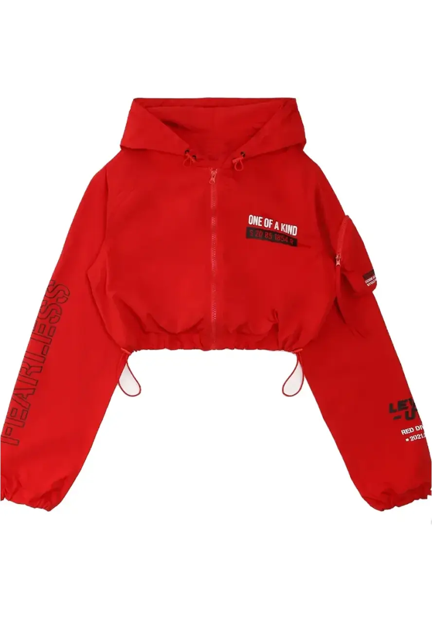 Red Cropped Windbreaker Jacket Red Cropped Windbreaker Jacket - Image 5