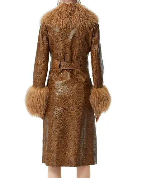 Red Notice Gal Gadot Fur Leather Coat Red Notice Gal Gadot Fur Leather Coat - Image 2