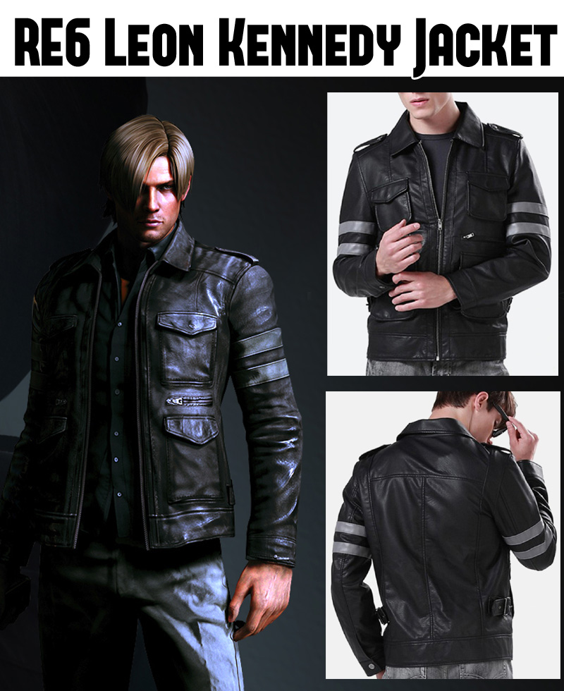 Leon Kennedy Resident Evil 6 Leather Jacket re6 leon kennedy jacket