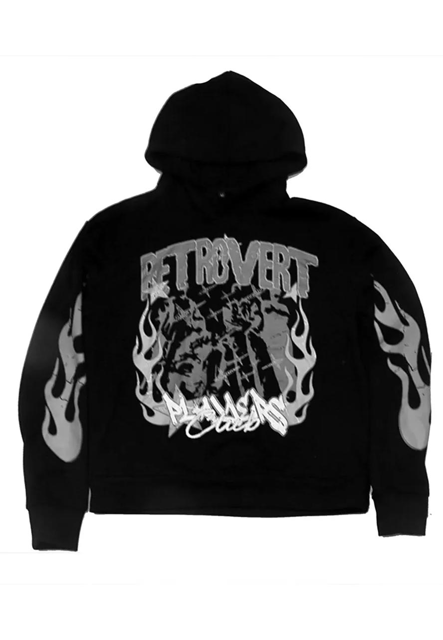 Retrovert Flame Black Hoodie Retrovert Flame Black Hoodie