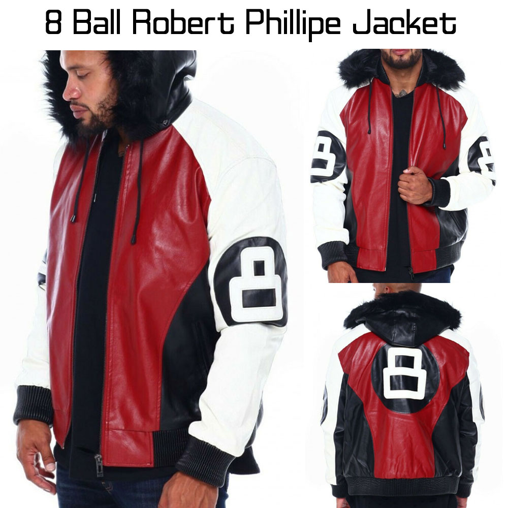8 Ball Robert Phillipe Leather Jacket with Fur Hood robert phillipe jacket