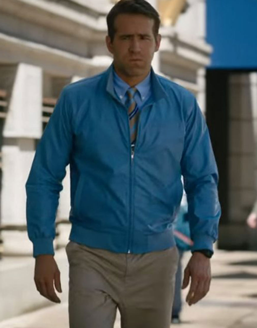 Ryan Reynolds Free Guy Blue Leather Jacket Ryan Reynolds Free Guy Blue Leather Jacket - Image 3