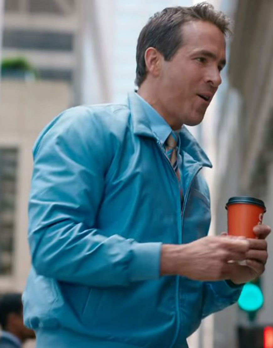 Ryan Reynolds Free Guy Blue Leather Jacket Ryan Reynolds Free Guy Blue Leather Jacket - Image 2