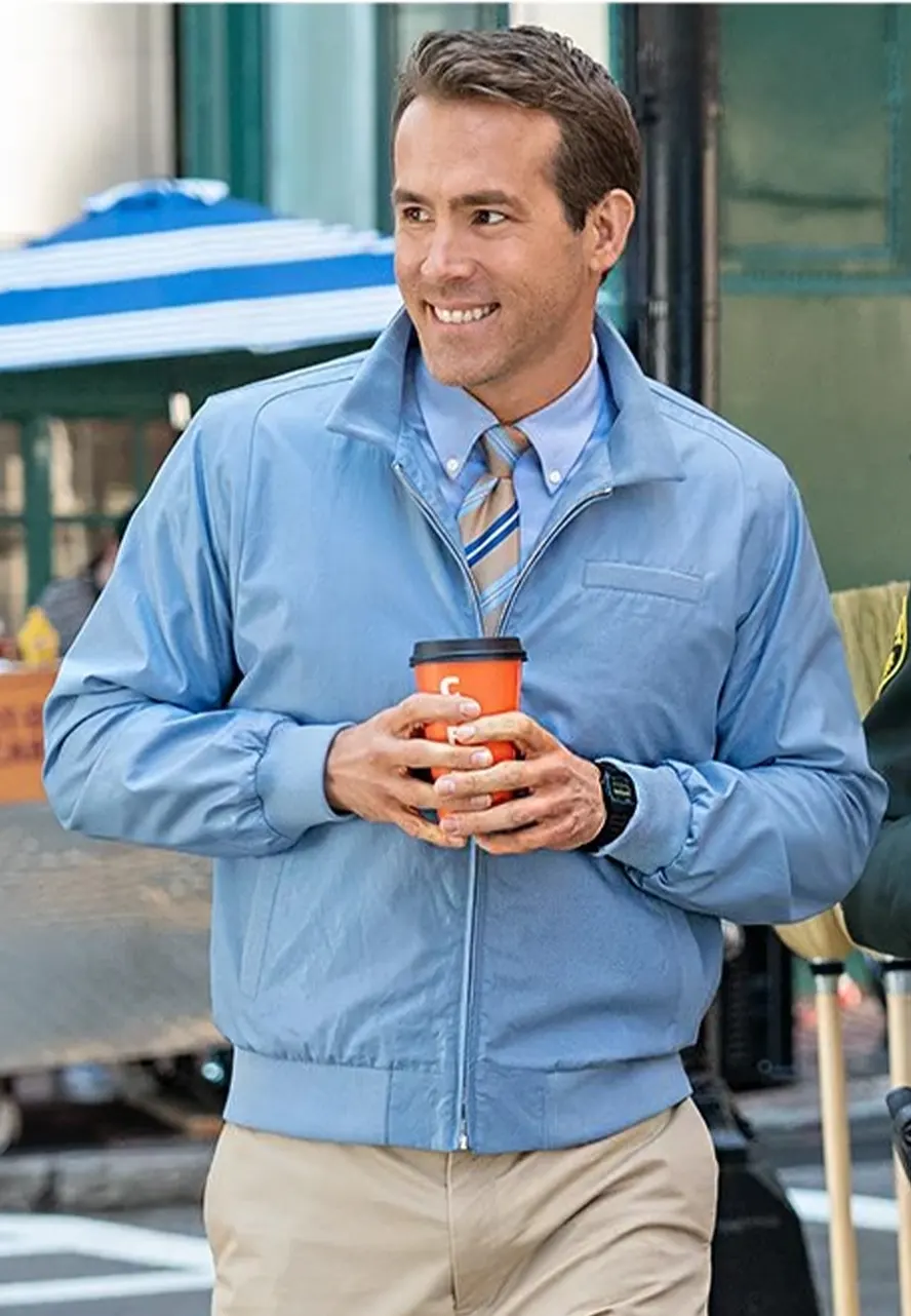 Ryan Reynolds Free Guy Blue Leather Jacket Ryan Reynolds Free Guy Blue Leather Jacket