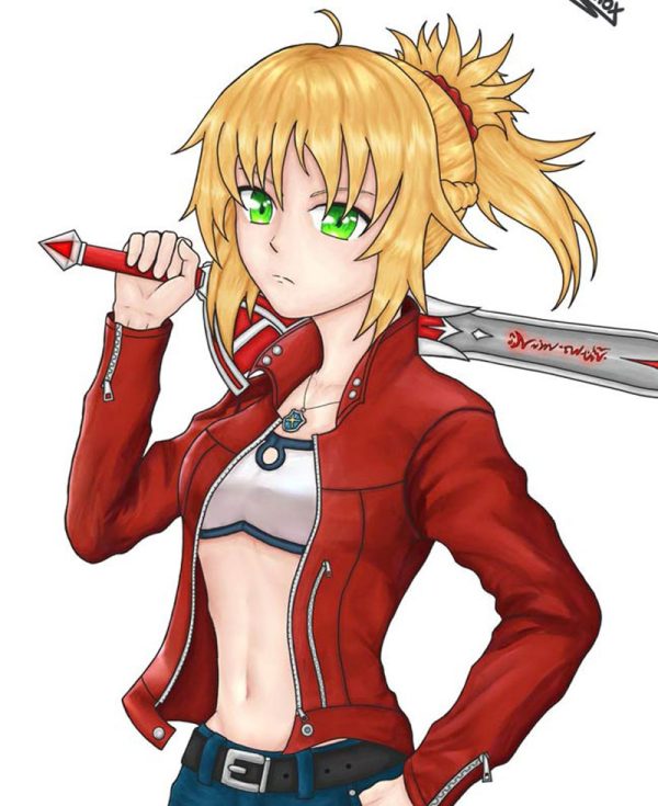 Red Saber Fate Apocrypha Leather Jacket
