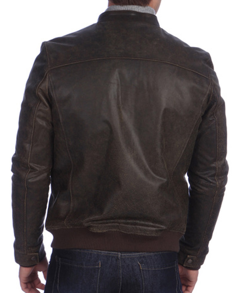 Men's Vintage Brown Leather Bomber Jacket Men's Vintage Brown Leather Bomber Jacket - Image 2