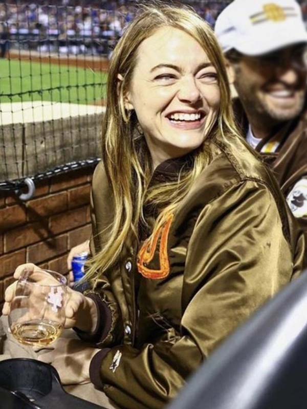 San Diego Padres Emma Stone Brown Jacket San Diego Padres Emma Stone Brown Jacket - Image 2