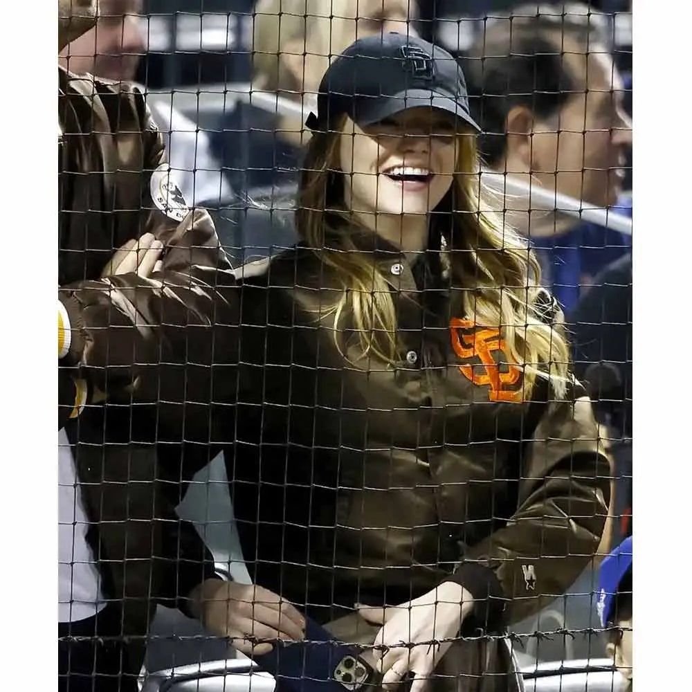 San Diego Padres Emma Stone Brown Jacket San Diego Padres Emma Stone Brown Jacket - Image 3