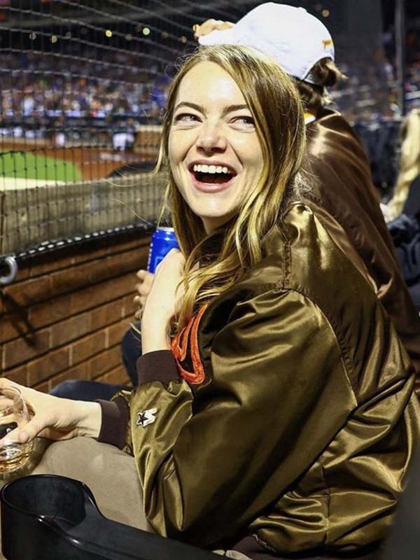San Diego Padres Emma Stone Brown Jacket San Diego Padres Emma Stone Brown Jacket - Image 4