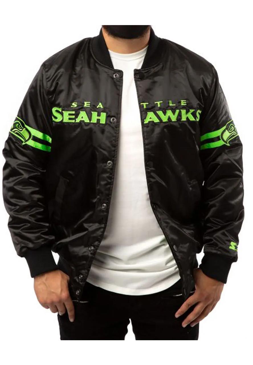 Seattle Seahawks Starter Bomber Jacket Seattle Seahawks Starter Bomber Jacket - Image 5