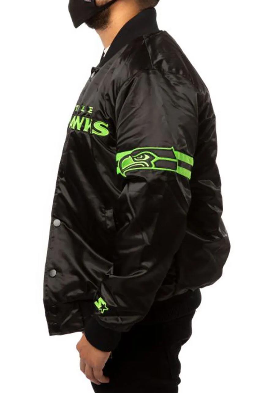 Seattle Seahawks Starter Bomber Jacket Seattle Seahawks Starter Bomber Jacket - Image 4