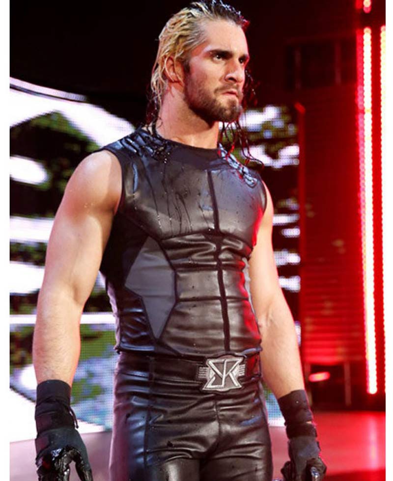 WWE SmackDown Seth Rollins Black Leather Vest WWE SmackDown Seth Rollins Black Leather Vest - Image 4