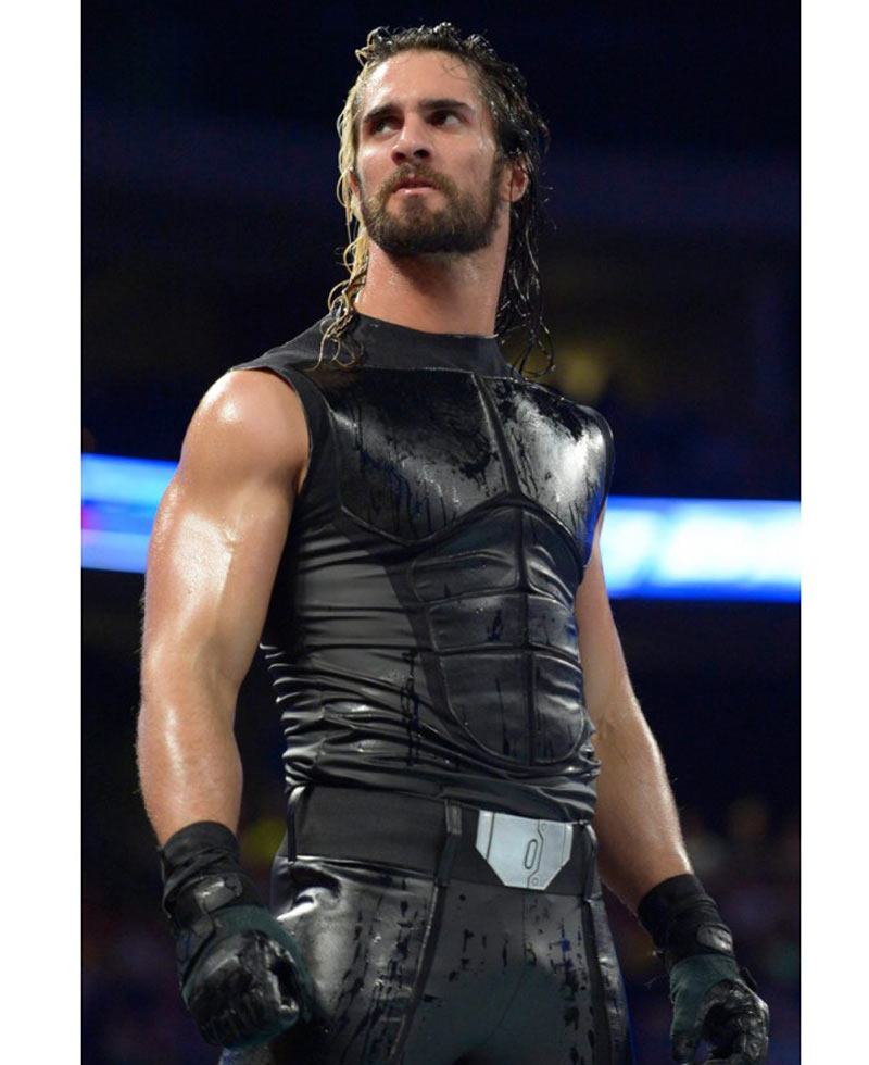WWE SmackDown Seth Rollins Black Leather Vest WWE SmackDown Seth Rollins Black Leather Vest - Image 3