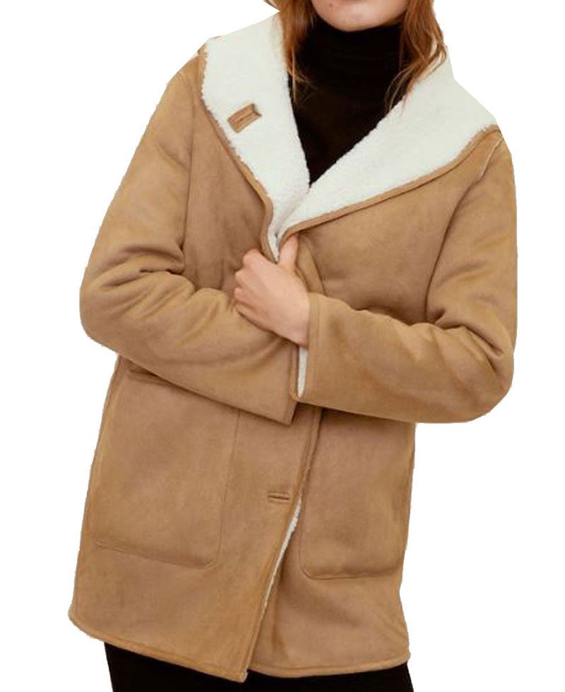 Sienna Miller Tan Brown Shearling Coat Sienna Miller Tan Brown Shearling Coat - Image 3