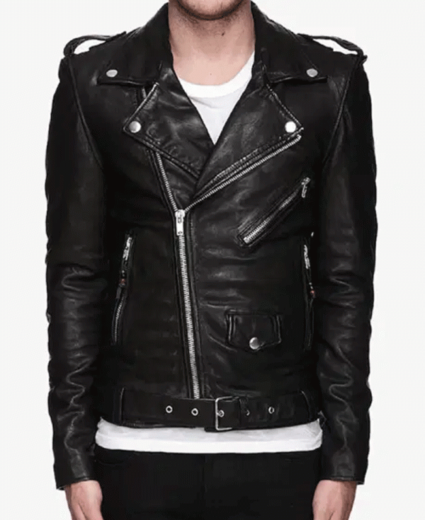 Singer Brandon Flowers Black Leather Jacket